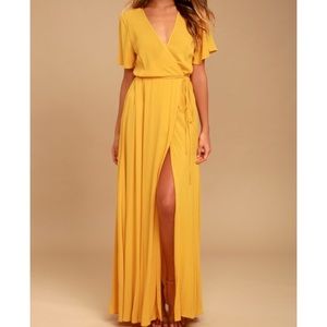 Lulus mustard wrap maxi dress